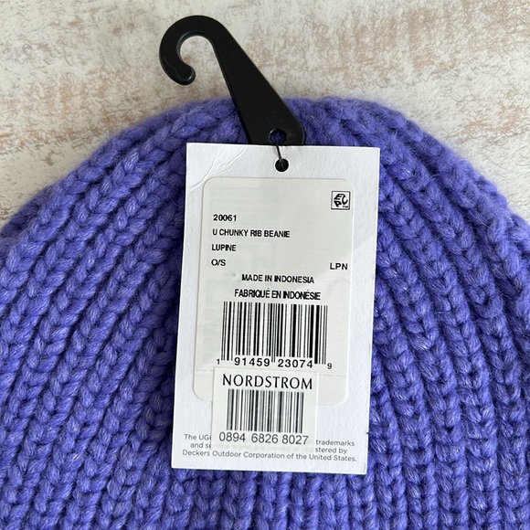 NWT UGG Chunky Rib Knit Beanie in Lupine Purple OS One Size Fits Most - Picture 4 of 6